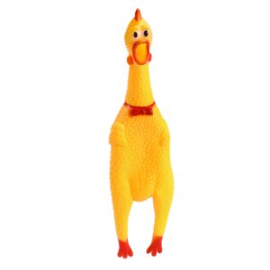 Yellow Rubber Chicken Dog Toy