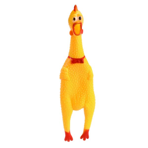 Yellow Rubber Chicken Dog Toy