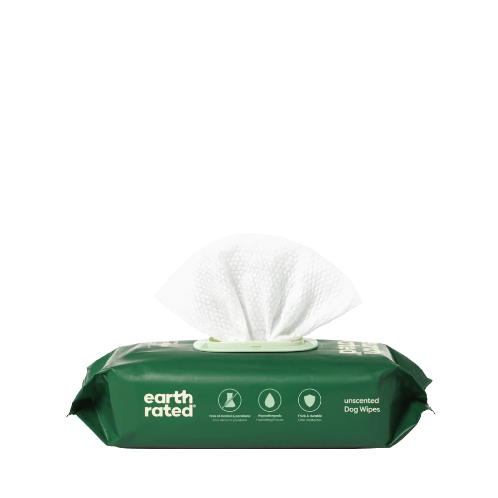Earth Rated Hypo-Allergenic Dog Wipes for Paws, Body and Bums 100pk