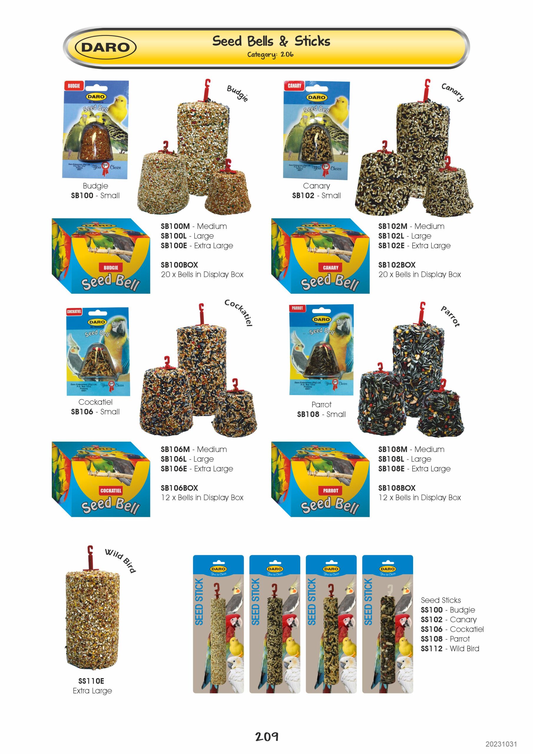 DARO BUDGIE SEED BELLS (1X20) in display box