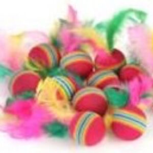 Cat Toy colour rubber ball with feather