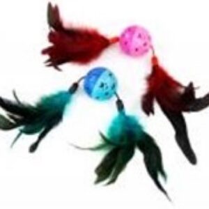 Cat Toy colour ball with double feather